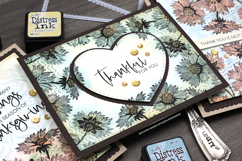 Sharing three simple card ideas for using Season of Thanks by Unity Stamp Company: different layouts, ink blending, and watercolor. #unitystampco #stamping #stamp #cardmaking #inkblending #watercolor #thankyoucards #thankscards #handmadecards #cardmaker #cardmakingideas #cardideas #cardinspiration #simplecards #carddesign #craftersgonnacraft #papercrafts #dahlhousedesigns #unitystamps